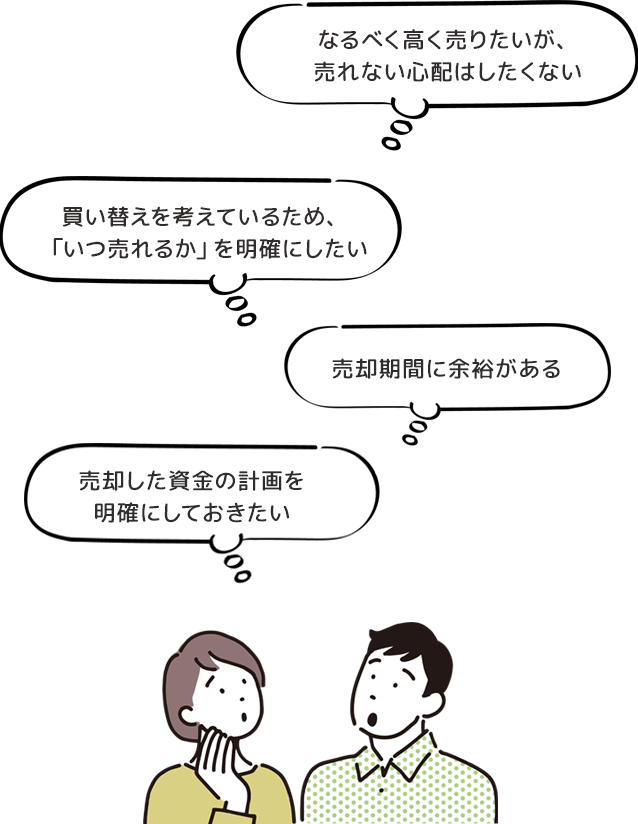 下取保証はこのような方におすすめ「買い替えを考えているため、いつ売れるかを明確にしたい」「なるべく高く売りたいが、売れない心配はしたくない」等